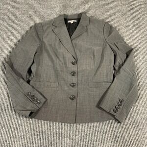 Ann Taylor Coat‎ Womens 8 Gray Button Front Blazer School Boy Teacher Wool Blend